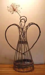 Willow Angel with an allium halo -Willow Angels Workshops with Phil Bradley at Greystoke Cycle Cafe