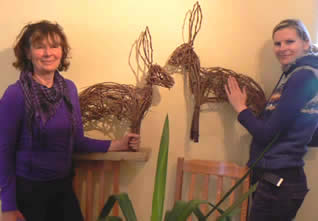 Willow Hare Sculptures with Phil Bradley at Greystoke Cycle Cafe