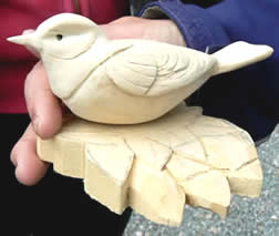 Whittling Wildlife in Wood with David Harter at Greystoke Cycle Cafe - a beginner student piece